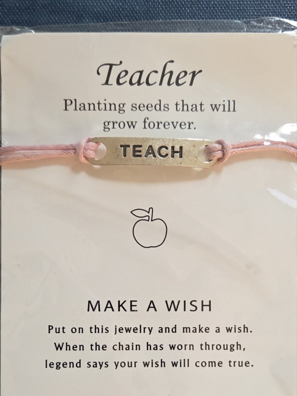 Teacher Teach Pink Cord Bracelet NIP Inspirational Jewelry Gift - Picture 4 of 7
